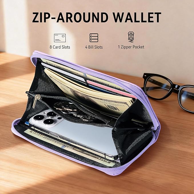 Travelambo Wristlet Wallet Women RFID Bifold Large Capacity Clutch Purse | Tassel, Zipper Coin Pocket, Card Holder Wallet, Gifts for Women - Image 4