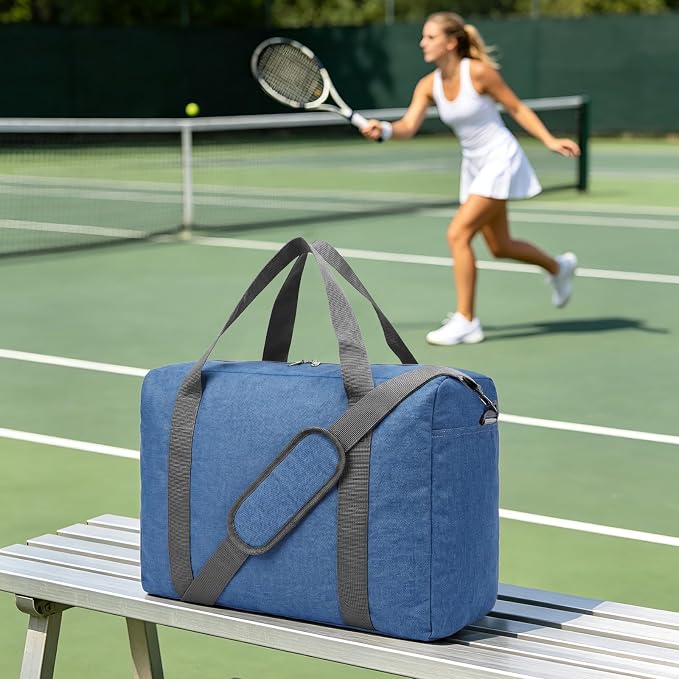 30L Foldable Underseat Travel Duffel Bag 17.3"x13.8"x7.9" – Lightweight Carry on Luggage for Women and Men, Waterproof Overnight Bag, Gym Sport Holdall, Hospital Tote with Trolley Sleeve, Blue - Image 7