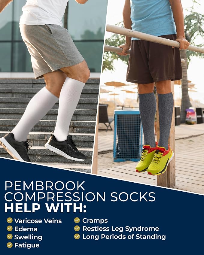 Pembrook Cotton Light Compression Socks for Women & Men - 3 Pairs | 8-15 mmHg Comfort Compression Socks for Men & Women - Image 4