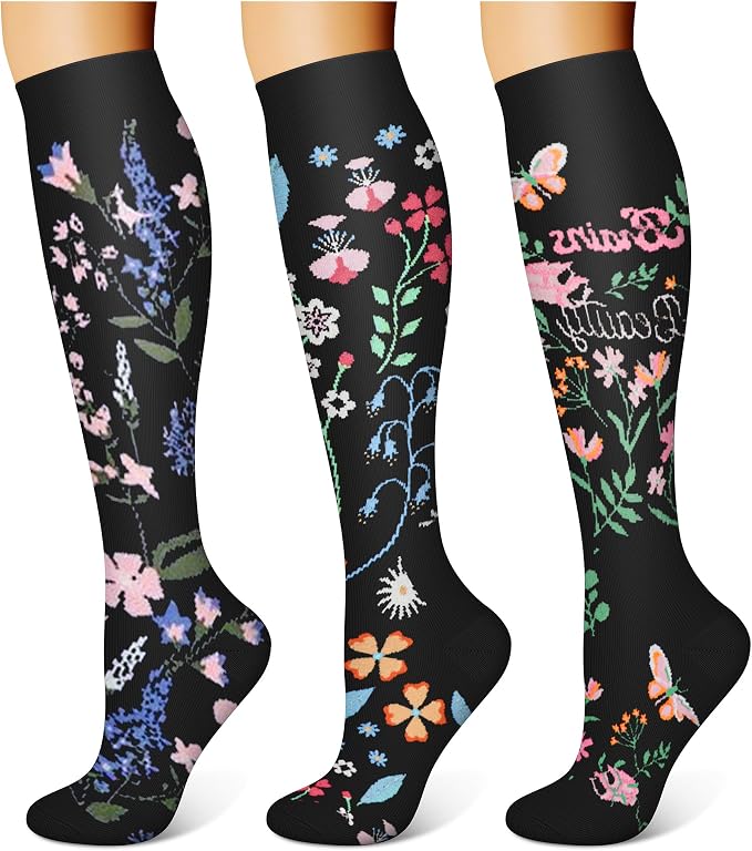 WITHYOU 3 Pairs Compression Socks for Women & Men 15-20 mmHg,Best Support for Nurses Running Hiking by WITHYOU