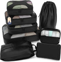 Shacke 8 Set Packing Cubes for Travel, Shoe & Toiletry Bags (Black) | Complete Suitcase Organizer Bags Set: 4 Luggage Packing Cubes + Laundry, Shoe, Toiletry & Accessories Bags for Any Trip by Shacke