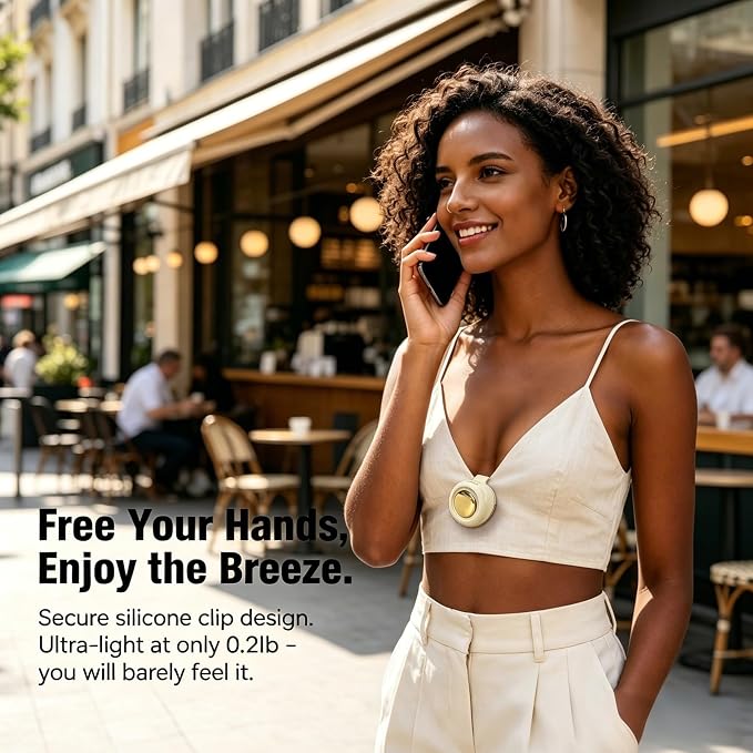 Clip On Fan, Portable Silent Mini Bladeless Personal Fan | 3-Speed 360° Rotatable Small Clip Fan for Shirt Waist, Hands-Free Wearable Fan for Outdoor Travel Office - Image 8