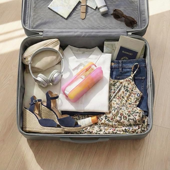 Cotton Pad Swab Travel Case, 2-in-1 Waterproof Organizer (Peach Sunrise) - Image 9
