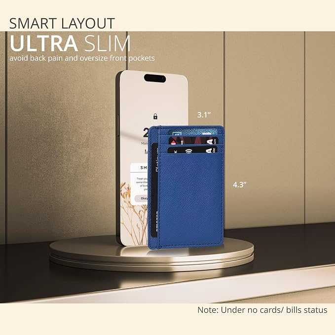 Slim Minimalist Leather Wallet RFID Blocking Front Pocket Card Holder - Image 3