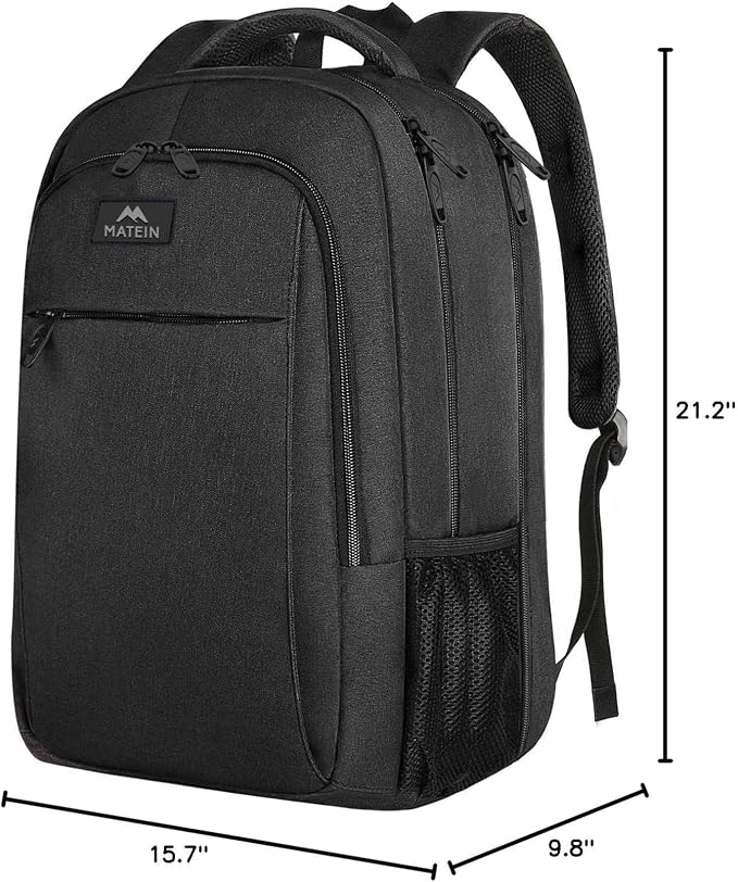 MATEIN 18 Inch Laptop Backpack, Extra Large TSA Friendly Laptop Travel Bag | Anti-Theft, Flight Approved, Business Work & College, Computer Backpack for Women Men, Big Bag with Luggage Strap, Black - Image 9