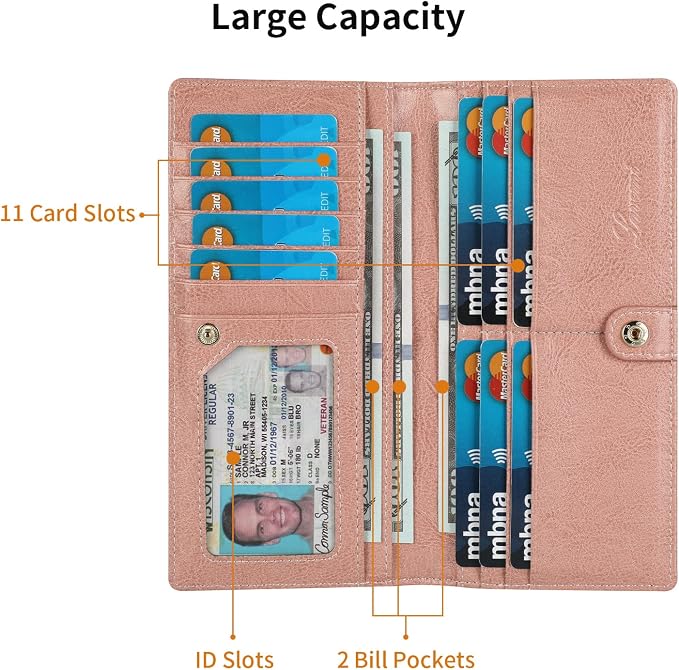 Ultra Slim Thin Leather Women Wallet RFID Blocking Credit Card Holder Bifold Long Ladies Billfold - Image 5
