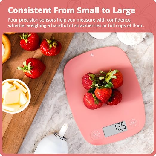 Greater Goods Food Scale, Slim & Compact Build, 1g Precision (Coral Pink) | Digital Kitchen Scale for Cooking, Meal Prep & Portion Control, Tare, Auto Shut-Off, g/oz/lb/ml Conversion & Calorie Tracking - Image 3