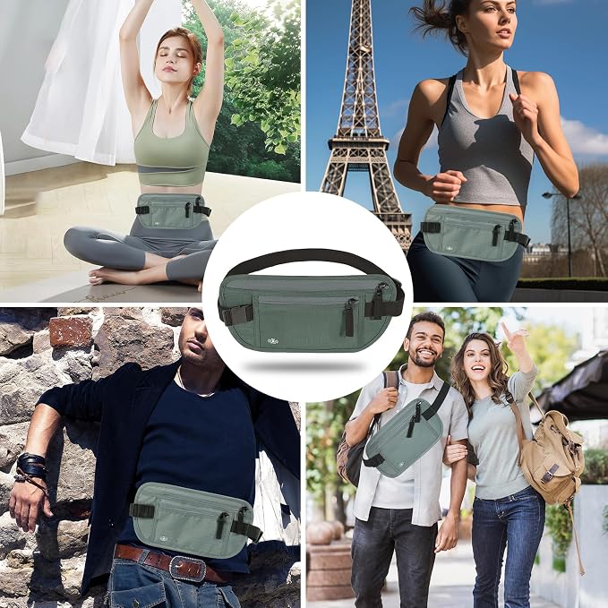 Money Belt for Travel, RFID Blocking, Hidden Money Belt, Passport Holder for Travel (Dark Green) - Image 6