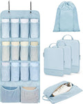BAGSMART Hanging Compression Packing Cubes 6 Set Cruise Travel Essentials | 3-Fold Space Saving Hanging Shelves, Closet Organizers & Storage, Compressible Suitcase Organizer Bags, Machine Washable Cube by BAGSMART