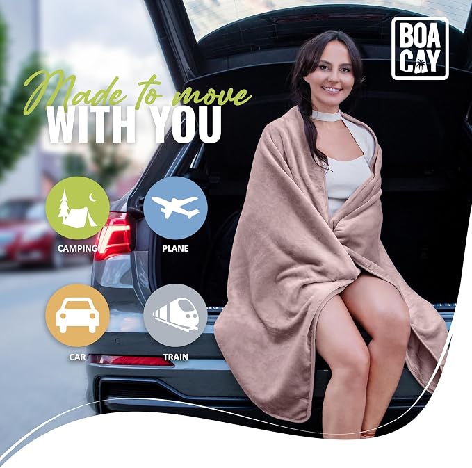 Soft & Warm Travel Blanket for Airplane & Car - Long Flight Essential for Women, Men, Kids - Compact Pillow with Luggage Sleeve & Backpack Clip - Image 8