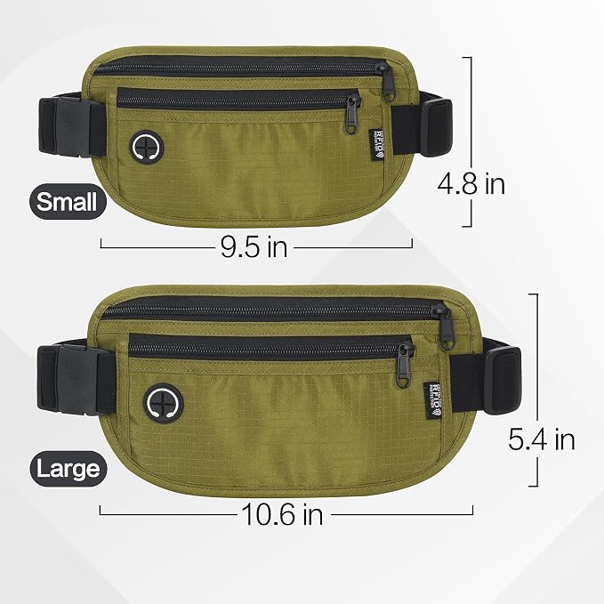 Slim RFID Blocking Money Belt for Travel - Anti-Theft Hidden Passport Holder Waist Wallet with Secure Pouch for Cash, Credit Cards & Phone Safe (Olive-green) - Image 2