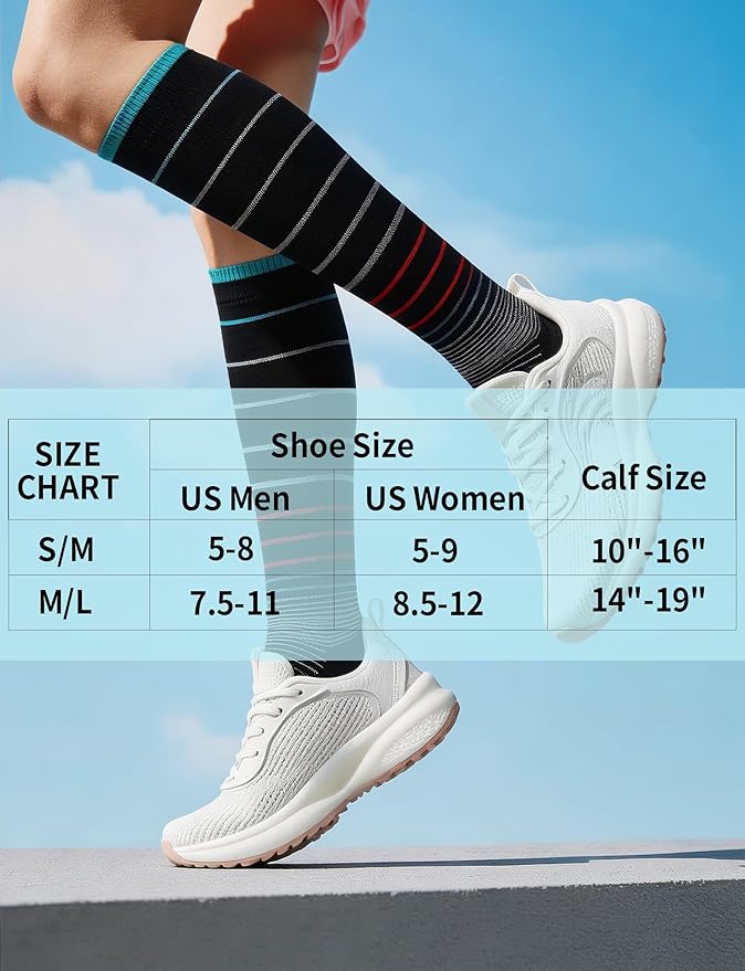 Light Compression Cotton Socks 8-15 mmHg for Women Men (3 Pairs) - Soft Knee High Socks for Comfort Support, Easy On - Image 6