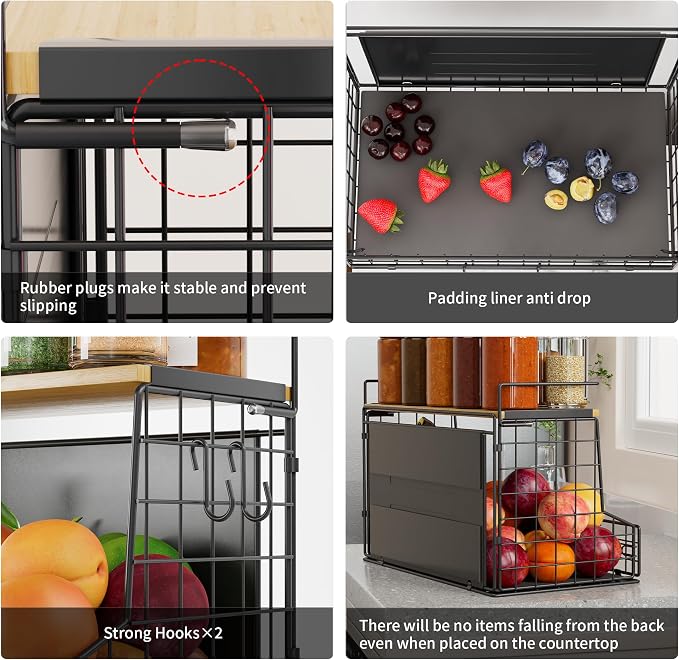 TIDIIABODE Magnetic Shelf for Fridge 2 Pack, Large Container Magnetic Spice Rack for Refrigerator, Fruit Potato and Onion Storage Bins, Magnetic Basket with Wood Lid, Kitchen Counter, Cabinet - Image 4