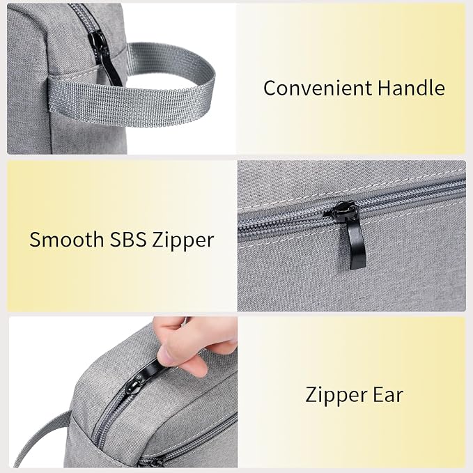 Travel Toiletry Bag for Men & Women, Hanging Cosmetic Organizer | Water-Resistant Fabric, Sturdy Handle, Lightweight Dopp Kit – Bathroom Toiletries, Makeup, Shaving, Grooming & Accessories - Image 6