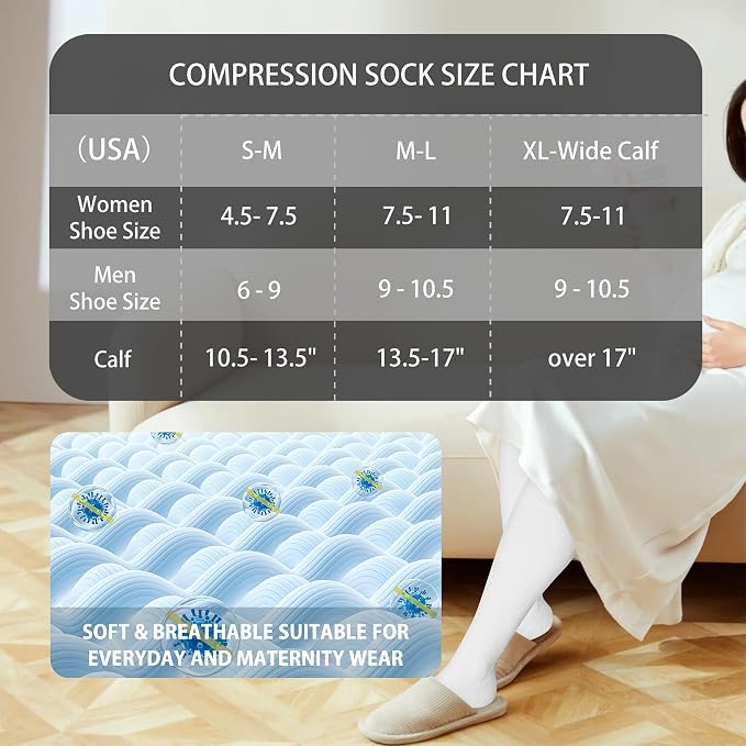 LEVSOX Cotton Compression Socks for Women&Men 20-30mmHg Knee High Cute Support Sock for Nurses Pregnancy Travel - Image 5