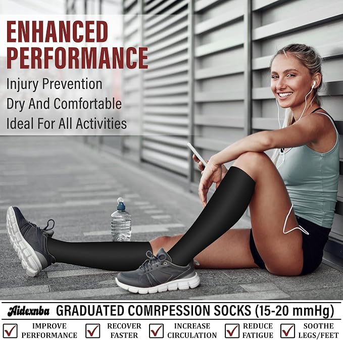 3 Pack Compression Socks - Compression Socks Women and Men, 15-20mmHg, Best for Nurses, Travel, Pregnancy - Image 2