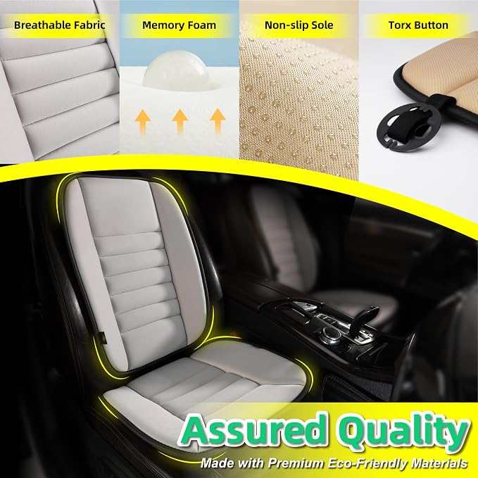 kingphenix Car Seat Cushion with Back Support Pillow, Memory Foam, Gray | Memory Foam Car Cushion for Long Driving, Truck, Office Chair, Tailbone and Lower Back Support - Image 3