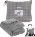 Gray Travel Blanket for Airplane, Portable Soft Flannel with Pouch & Clip | Skin-Friendly Flannel, Lightweight Portable Design with Clip, Hands-Free Carry, Essential Travel Gear for Frequent Flyers by maimaizone