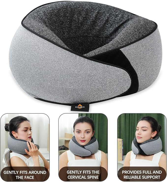 Memory Foam Neck Pillow | Travel Neck Pillow，Ergonomic U-Shaped Travel Pillow with Neck Support, Breathable & Washable Cover, Includes Storage Bag–Ideal for Office, Car, Plane, Bus, Grey - Image 4