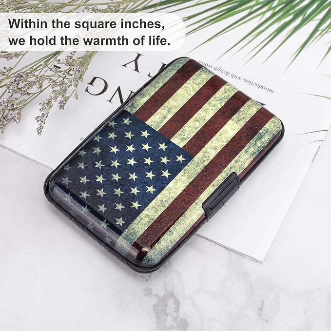 Mini RFID Aluminum Wallet Credit Cards Holder Business Card Case Metal ID Case for Men Women (Flag) - Image 6