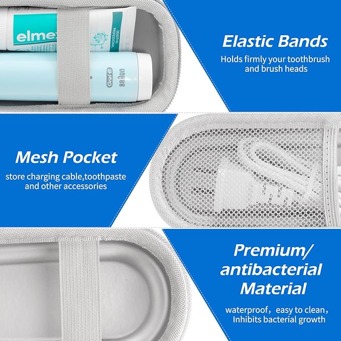 Toothbrush Travel Case for Oral B/Oral-B Pro 1000 1500 5000 7000 & Philips Sonicare 4100 1100 5300 5100 6100/iO Electric Toothbrush, Hard Protective Storage Bag (Starlight-2) - Image 4