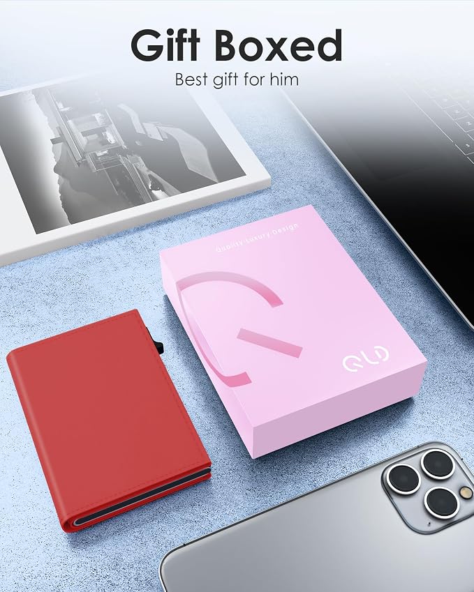 QLD RFID Wallet for Women - Small Slim Trifold Wallet Anti-Theft Pop up Card Holder, Minimalist, Ultra Thin, Front Pocket, Premium Leather, 9-11 Cards Capacity | ID Window | Cash Slot - Image 8