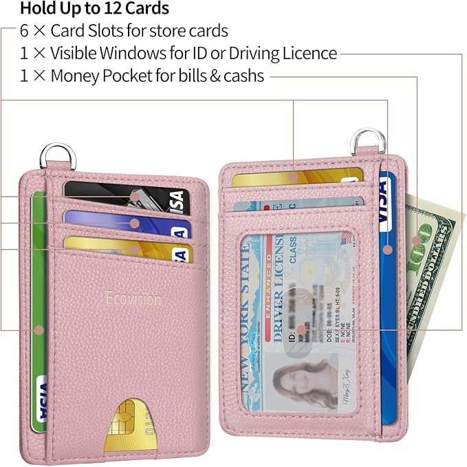 Slim Minimalist Front Pocket Wallet, RFID Blocking Credit Card Holder Wallet with Detachable D-Shackle for Men Women - Image 4