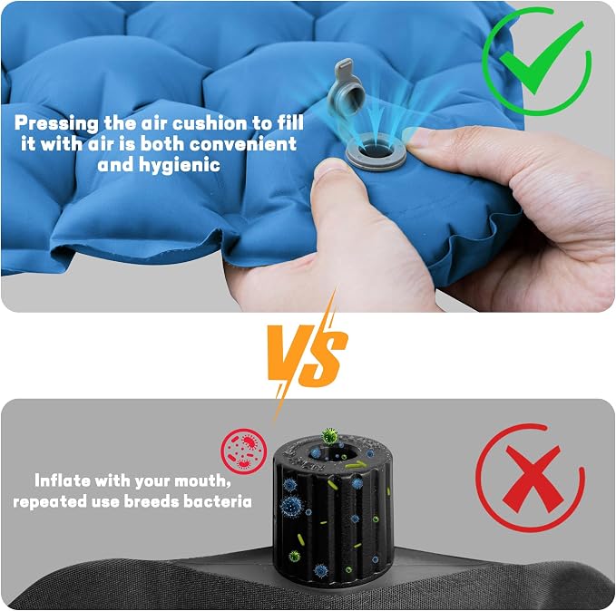 Inflatable Seat Cushion Lightweight Airplane Seat Cushion | Stadium Seat Travel Cushion for Climbing Hiking Office Airplane - Image 4