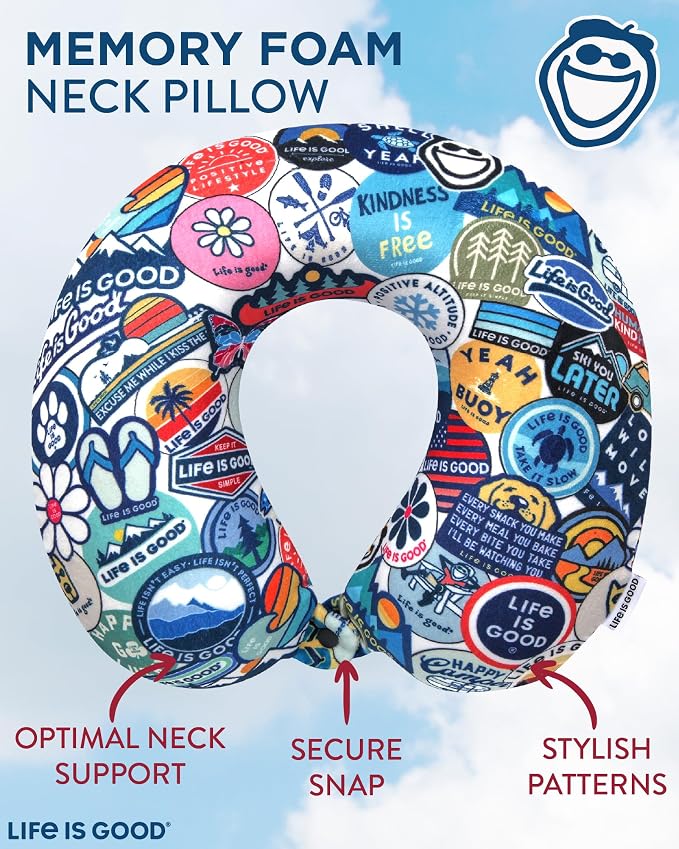 Life is Good Neck Pillow with Soft Memory | All-Over Print, U-Shaped, Cozy Cushioning Cradles Your Head and Spine for Long Trips - Image 2