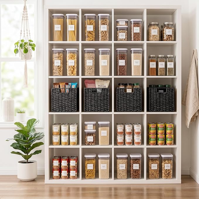 StorageWorks 9 inch Cube Storage Bins, Wicker Storage Cubes, Black Basket | 2-Pack, Handwoven Wicker Basket for Storage, Foldable Paper Rope Baskets for Organizing, Black Storage Bins,Cube Storage Bins - Image 2