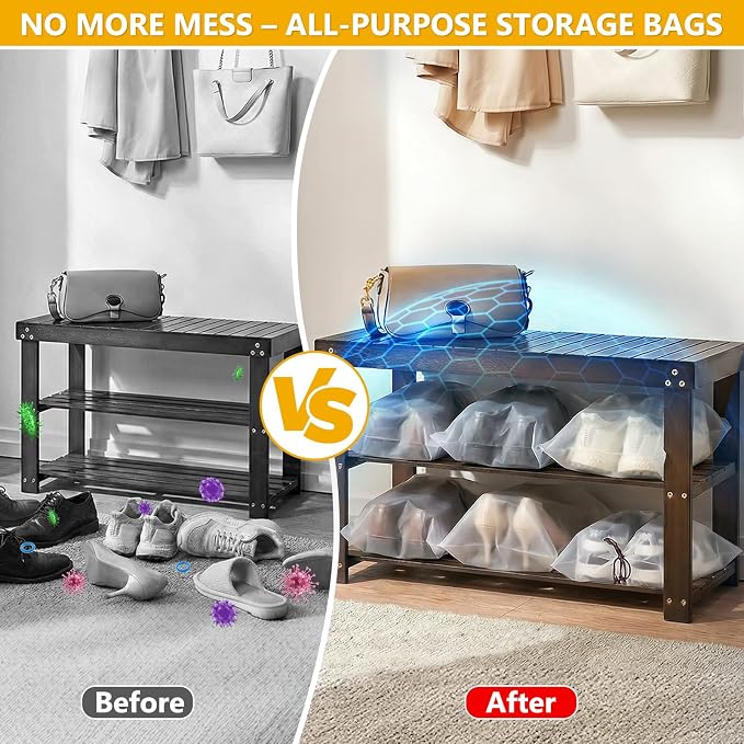 Waterproof Shoe Bags for Travel - 15.7x11.8 Inches Drawstring Bags Organizers (10 Pack), Clear Waterproof Bag Travel Essentials for Men & Women, Shoe Bags for Storage (Packing, Gym, Luggage Storage) - Image 4
