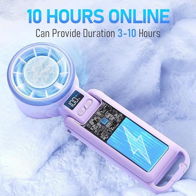 PlayHot Portable Handheld Cooling Fan, Travel Essentials, Gifts for Women | Instant Cooling, 10m/s Airflow, 5-Speed, 10H Max, USB-C Rechargeable, LED Display, 3-in-1 Foldable for Cruise, Beach Vacation - Image 5