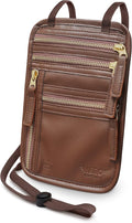 HERO Neck Wallet - RFID Blocking Passport Holder, Easy to Conceal Travel Pouch (Vegan Leather Brown) by HeroTravelSupply