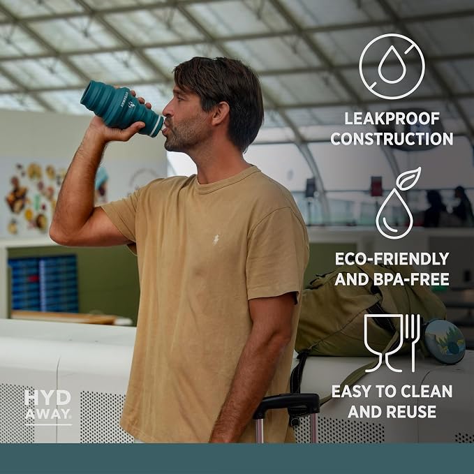 HYDAWAY 25oz Collapsible Water Bottle, Packable Leakproof for Travel | Large capacity design. Folds flat for carry-ons, day bags, hiking packs. Leakproof, BPA-free. - Image 3