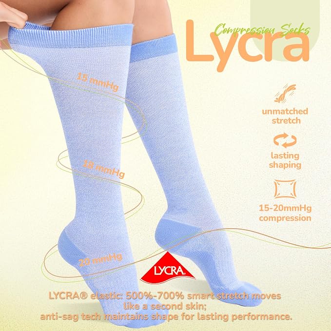 Merino Wool Compression Socks for Women Men 15-20 mmHg for flying | Soft & Breathable for Travel, Running - Image 5
