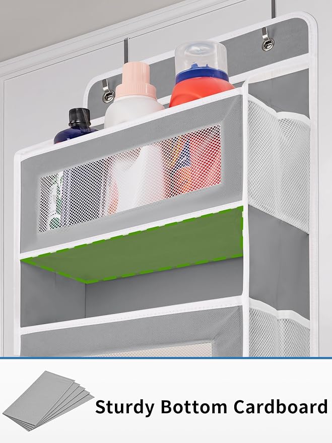 JARLINK Over the Door Organizer for Bedroom, Pantry, Bathroom, 5 Shelf Grey | Anti-Tilt Design, 44 lb Load Capacity, Hanging Door Organizer with 5 Large Capacity Pockets, Behind Door Storage for Nursery - Image 8