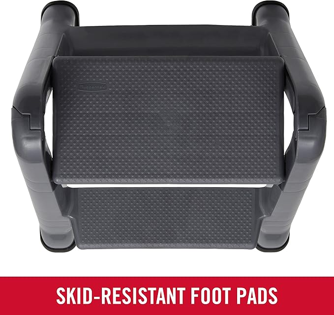 Rubbermaid Two-Step Folding Foot Stool 14-Inch High Gray 300-Pound Capacity Small Step Stool for Adults/Kids for Use in Library/Kitchen/Bathroom/Garage/Closet - Image 3