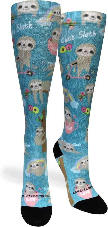 Crazy Compression Socks, Comfortable Support Socks for Recovery, Travel, Hiking, and Long-Hour Comfort w/Fun Designs by CrazyCompression