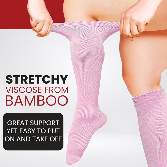 BAMS Plus Size Compression Socks Wide Calf XL XXL XXXL – Graduated Knee-High Support, Viscose from Bamboo Easy-On/Easy-Off - Image 3