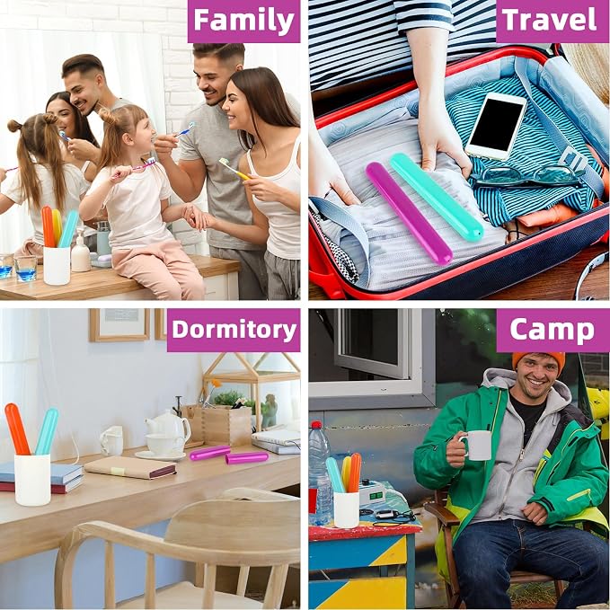 Hooqict 4 Pack Travel Toothbrush Case Portable Travel Toothbrush Holder Plastic Toothbrush Container Protector Cover for Traveling, Camping, Home, School, Business - Image 3