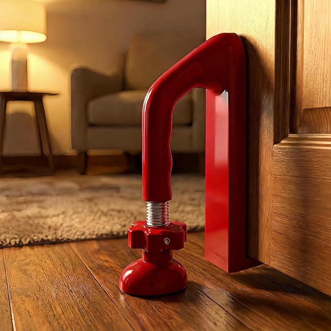 Portable Door Lock Travel Security, Red Anti-Theft Stopper | 202g lightweight, fits inward-swinging doors, tool-free install, aluminum, for hotels, Airbnbs, dorms, apartments - Image 9