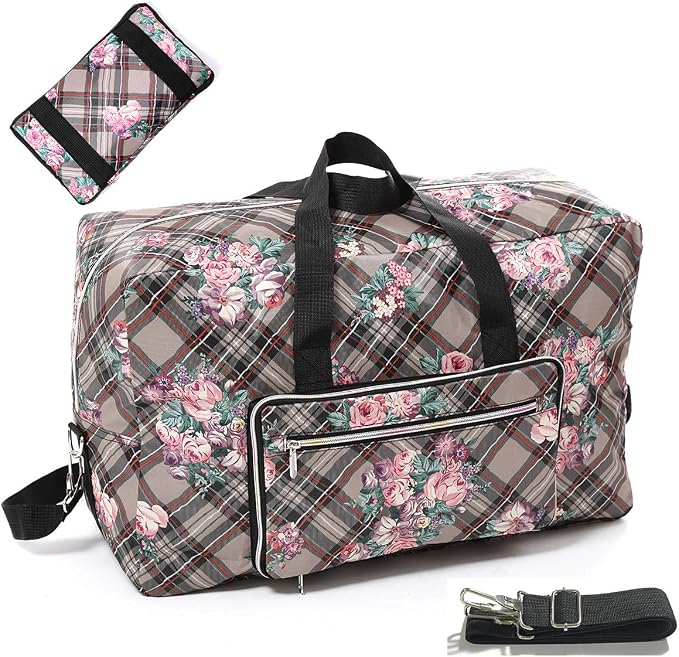 22" Foldable Large Travel Duffel Duffle Bag Sports Gym Tote Bag For Women Overnight Carryon Weekend Bag Shoulder Bag Water Resistant by Unknown