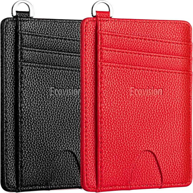 Slim Minimalist Front Pocket Wallet, RFID Blocking Credit Card Holder Wallet with Detachable D-Shackle for Men Women by Ecovision