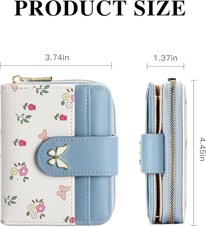 Small Wallet for Women Rfid Bifold Leather Card Holder Wallet With Zipper Pocket - Image 2