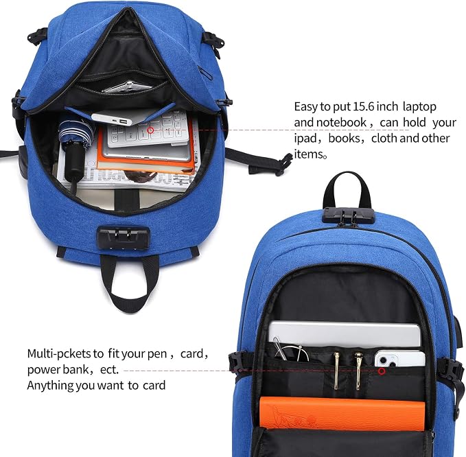 WENIG Durable Laptop Backpack Water Resistant Anti-Theft Bag with USB Charging Port and Lock, Slim Computer Business Backpacks for Women Men Fit 15.6 Inch Laptops - Image 4