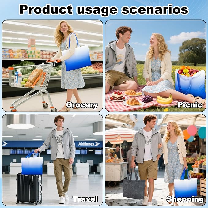 HOLYLUCK Tote Bag with a Detachable Small Bag, Foldable Reusable Grocery Bags 20L Shopping Bag - Image 8