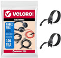 VELCRO Brand Reusable Cable Ties, Cord Management, 6in, Black, 100 Pack | Wire And Cable Management Straps For Electronics, Desks, Home Offices, Workstations And Gaming Setups; Adjustable by VELCROBrand