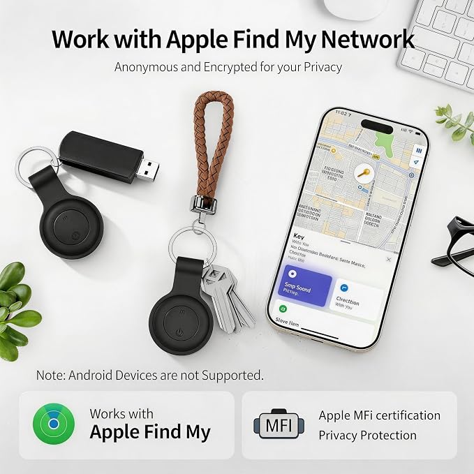 GPS Tracker for Dogs, Smart Collar with Real-Time Location - Pet Location Tracker with Holder, No Monthly Fee/No SIM Card, Works with iOS Find My【Apple MFi Certified】 ﻿, Ultra-Slim, IP68 Waterproof - Image 8