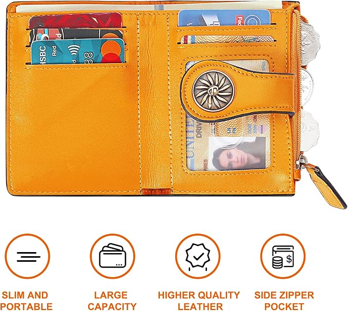Tipmile Small Wallet for Women Bifold RFID Blocking Card Holder Leather Wallets with Zipper Coin Pocket - Image 6