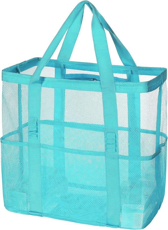 Tavaleu Mesh Beach Bag, Large Capacity Beach Tote, Multi Pockets, Sandproof | Mesh Material, Multiple Storage Pockets, Lightweight & Foldable Design, For Beach & Pool Use, Easy to Clean & Quick Dry by Tavaleu